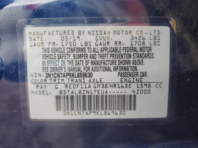 3N1CN7AP9KL869630 | 2019 NISSAN VERSA S