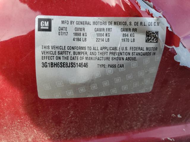 2018 CHEVROLET CRUZE LT - 3G1BH6SE8JS514646
