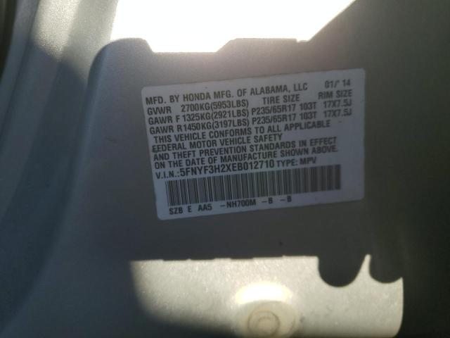 5FNYF3H2XEB012710 | 2014 Honda pilot lx