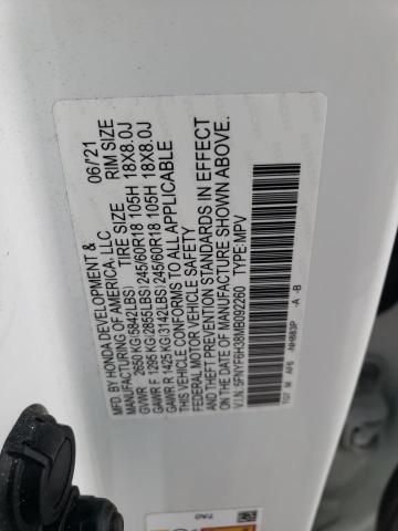 5FNYF6H38MB092260 | 2021 HONDA PILOT EX