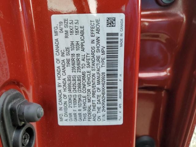 2HKRW2H8XKH629928 | 2019 HONDA CR-V EXL