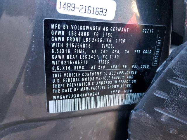 WVGAV7AX6HK030948 | 2017 Volkswagen tiguan s