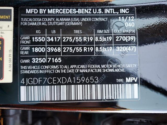 2013 Mercedes-Benz Gl 450 4Matic VIN: 4JGDF7CEXDA159653 Lot: 80768993