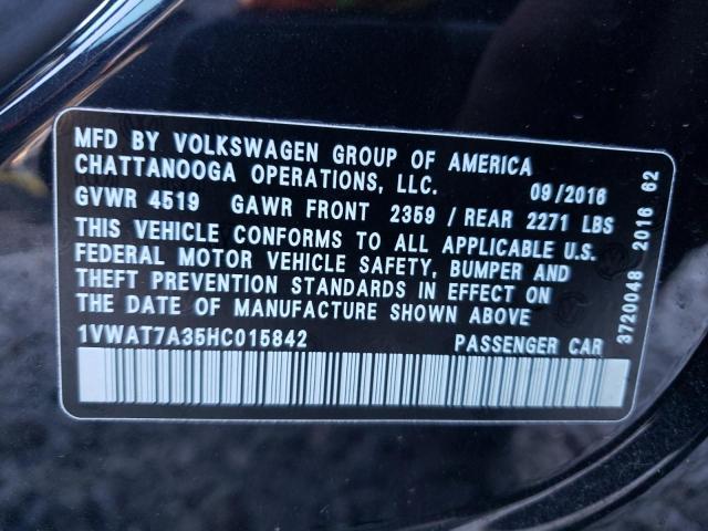 1VWAT7A35HC015842 | 2017 VOLKSWAGEN PASSAT S