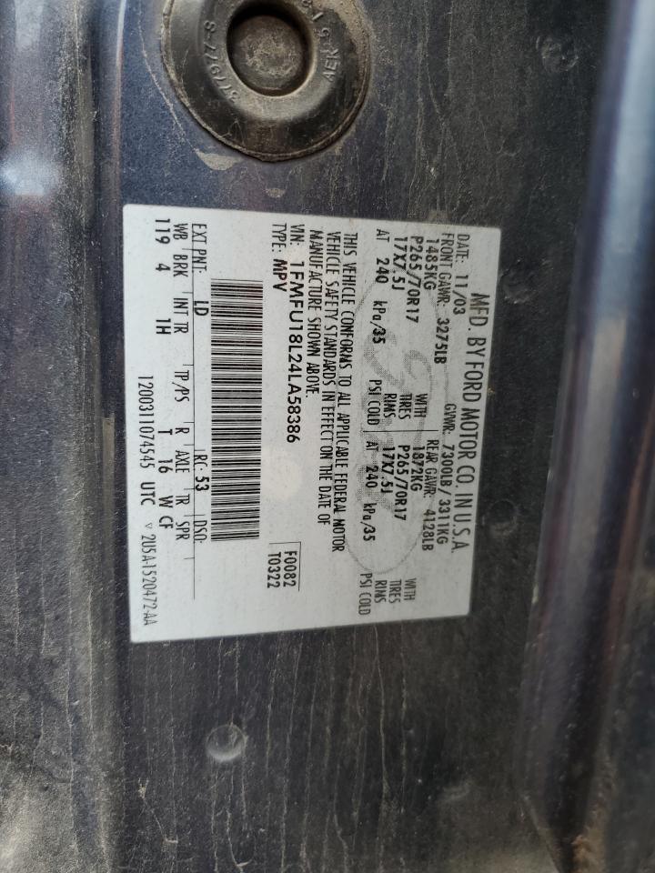 1fmfu18l24la58386 1FMFU18L24LA58386 2004 Ford Expedition Eddie Bauer