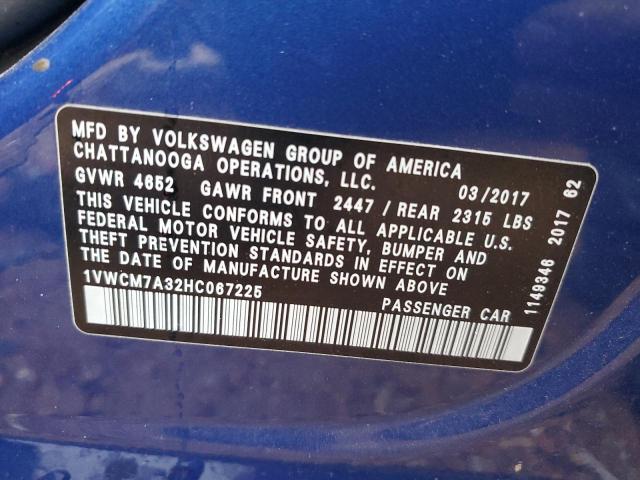 2017 VOLKSWAGEN PASSAT SEL 1VWCM7A32HC067225