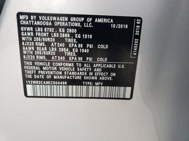 2019 VOLKSWAGEN ATLAS SE - 1V2WR2CA9KC504496