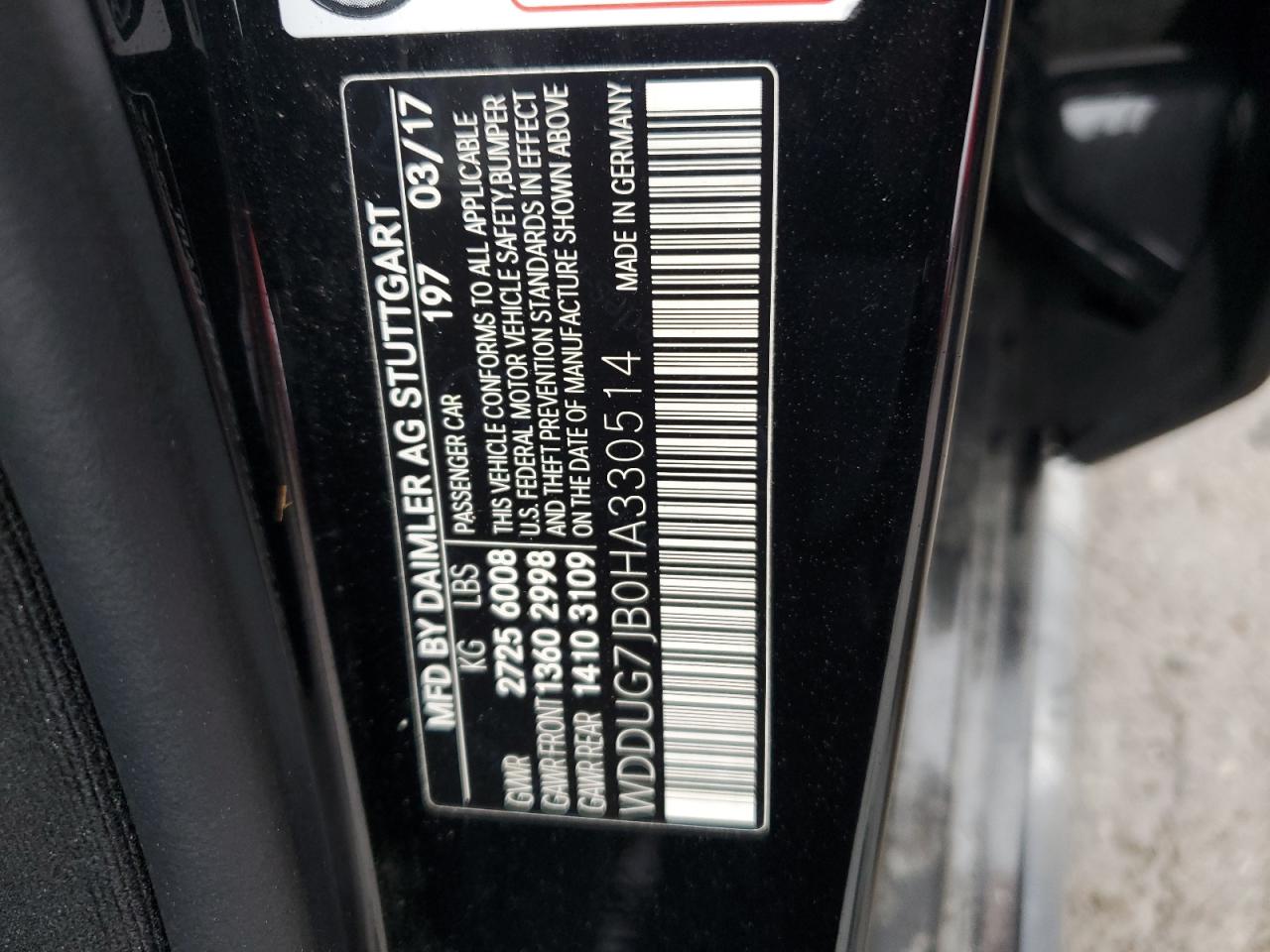 wddug7jb0ha330514 WDDUG7JB0HA330514 2017 Mercedes-Benz S 63 Amg