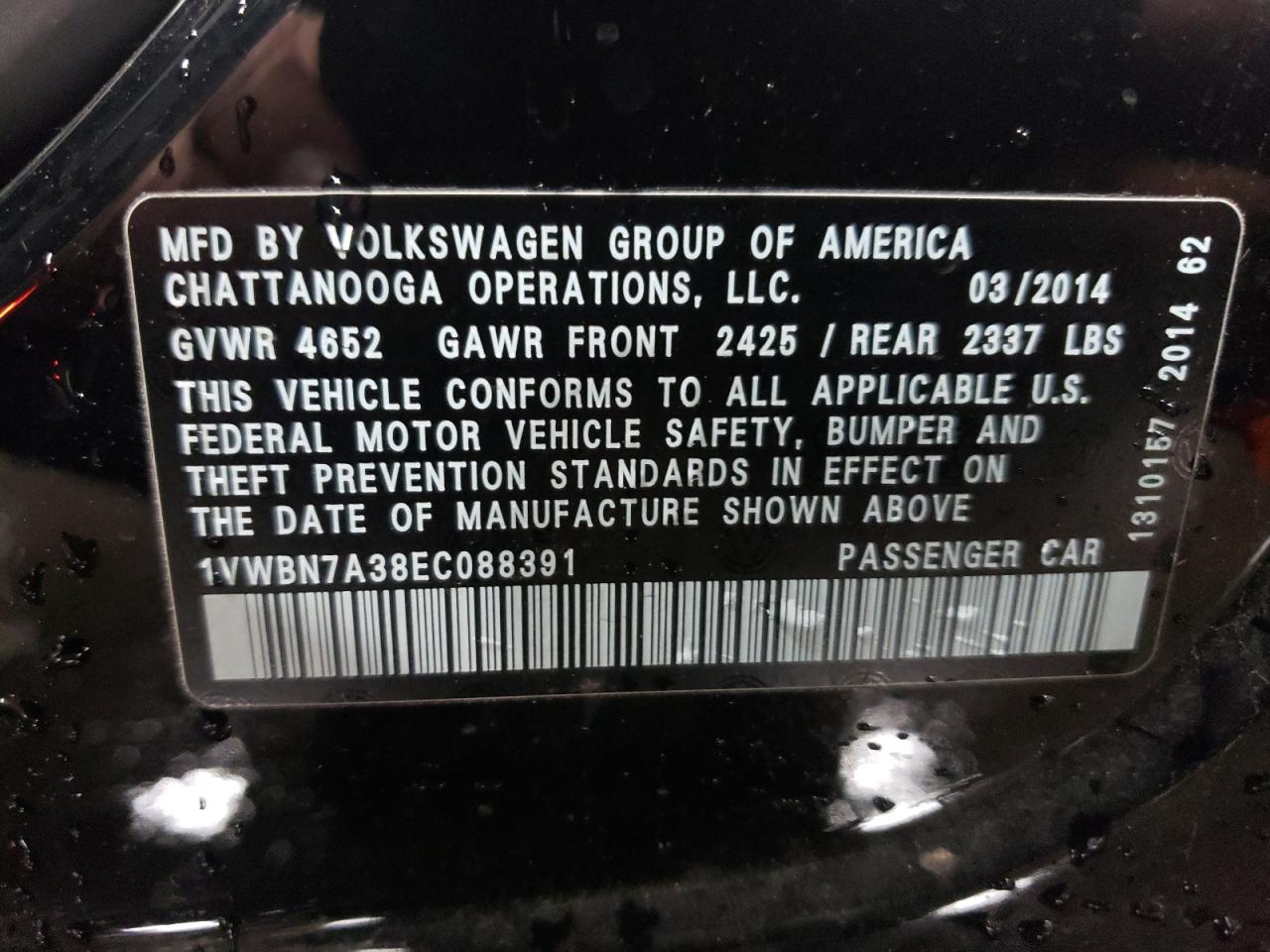 1VWBN7A38EC088391 2014 Volkswagen Passat Se 1VWBN7A38EC088391 2014 Volkswagen Passat Se