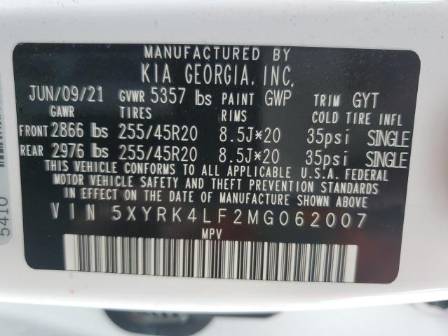 5XYRK4LF2MG062007 | 2021 KIA SORENTO SX