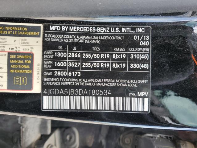 VIN 4JGDA5JB3DA180534 2013 Mercedes-Benz ML-Class, 350 no.14