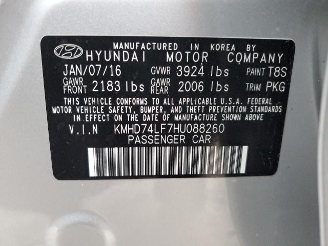 KMHD74LF7HU088260 | 2017 HYUNDAI ELANTRA SE