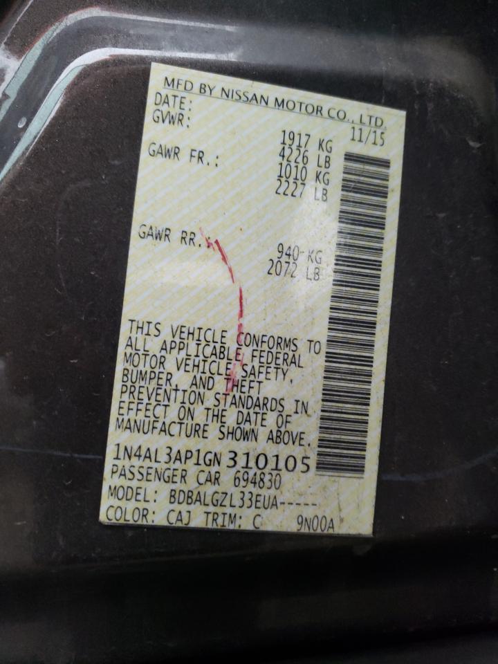 1N4AL3AP1GN310105 2016 Nissan Altima 2.5