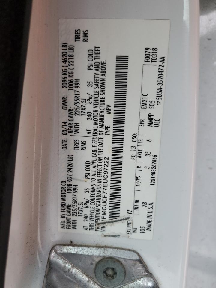 1FMCU0F77EUC97222 2014 Ford Escape S