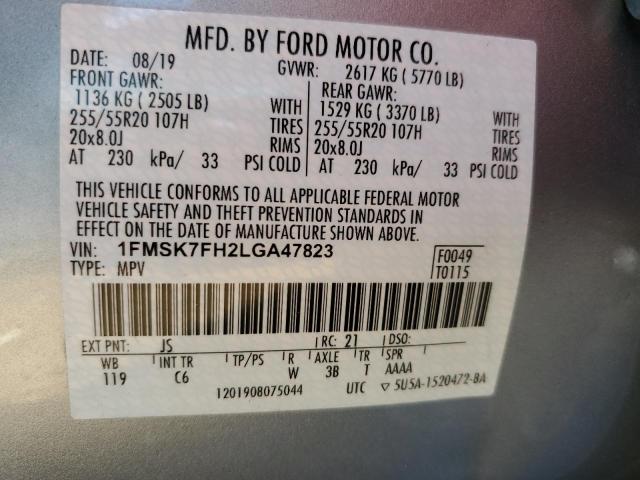 1FMSK7FH2LGA47823 | 2020 FORD EXPLORER L