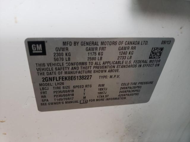 2GNFLFEK8E6138227 | 2014 CHEVROLET EQUINOX LT