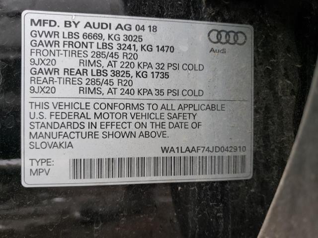 WA1LAAF74JD042910 2018 AUDI Q7, photo no. 13