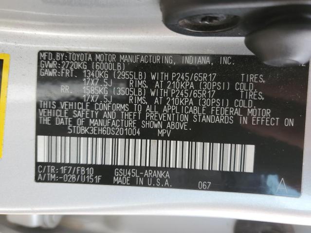 VIN 5TDBK3EH6DS201004 2013 Toyota Highlander, Base no.13