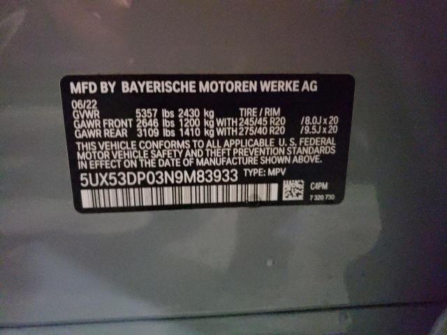 5UX53DP03N9M83933 2022 BMW X3, photo no. 13