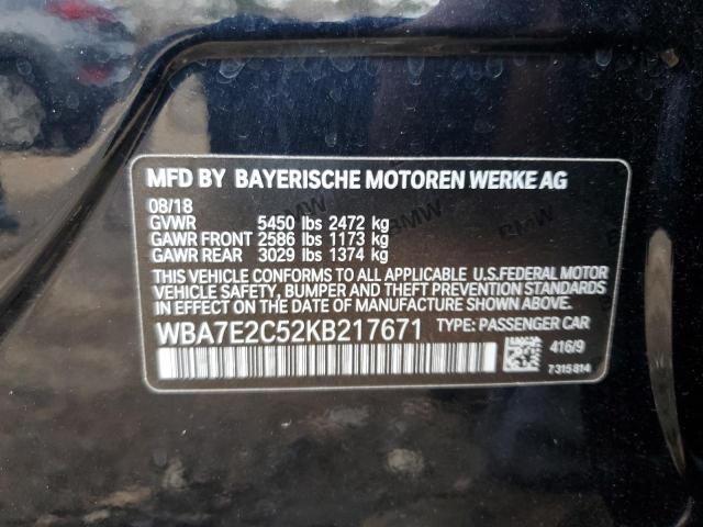 VIN WBA7E2C52KB217671 2019 BMW 7 Series, 740 I no.13