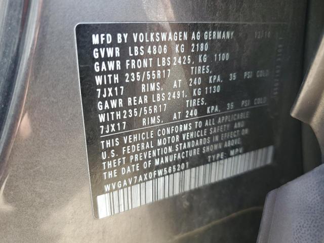 2015 VOLKSWAGEN TIGUAN S WVGAV7AX0FW565201