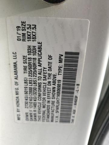 5FNRL6H71KB069819 | 2019 Honda odyssey exl