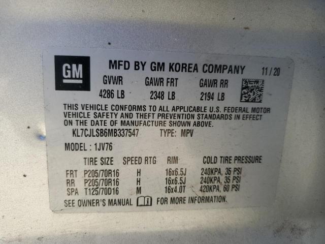 KL7CJLSB6MB337547 | 2021 CHEVROLET TRAX 1LT