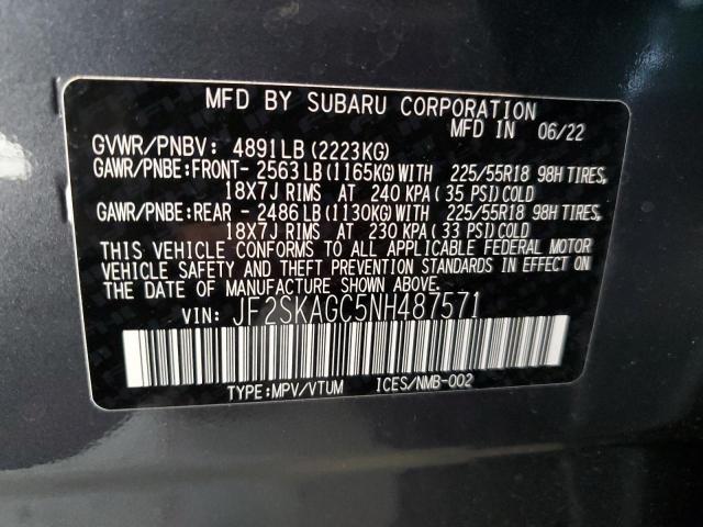 JF2SKAGC5NH487571 | 2022 SUBARU FORESTER S