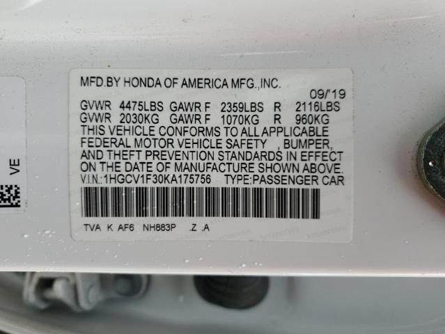 1HGCV1F30KA175756 | 2019 HONDA ACCORD SPO