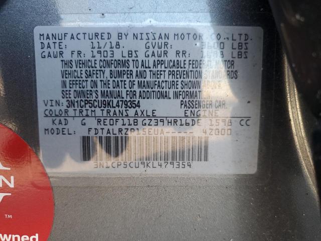 2019 NISSAN KICKS S - 3N1CP5CU9KL479354