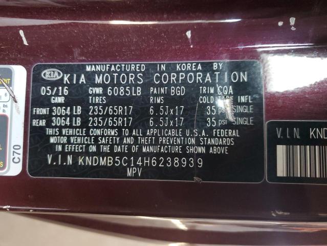 KNDMB5C14H6238939 | 2017 KIA SEDONA LX