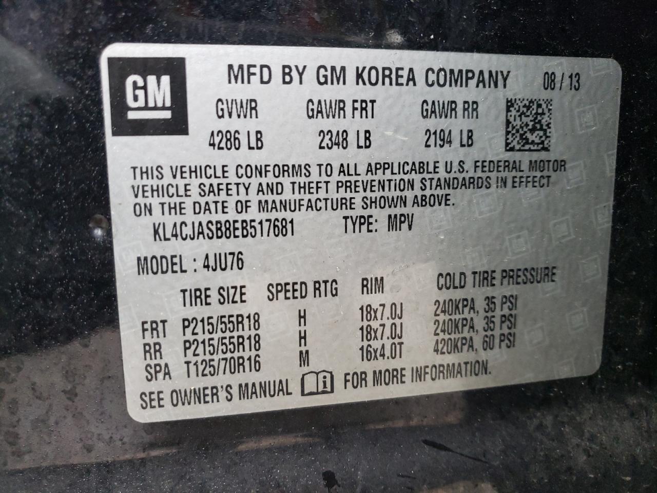 KL4CJASB8EB517681 2014 Buick Encore