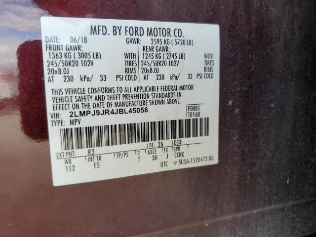 2018 LINCOLN MKX BLACK 2LMPJ9JR4JBL45058