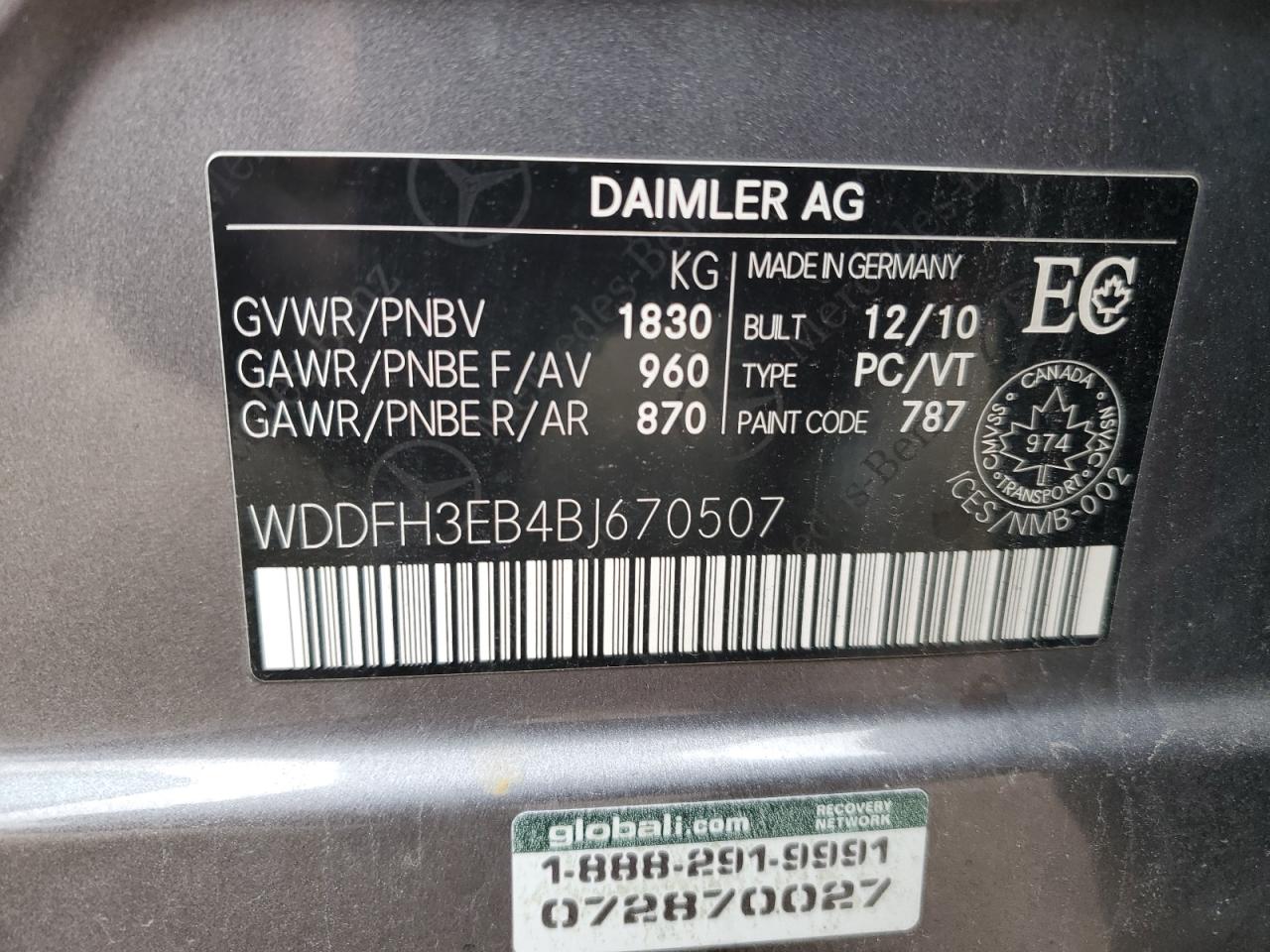 WDDFH3EB4BJ670507 2011 Mercedes-Benz B200 T