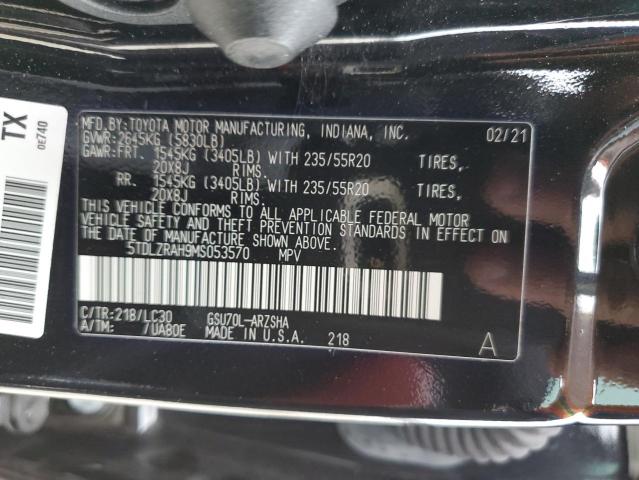 VIN 5TDLZRAH9MS053570 2021 Toyota Highlander, Xse no.13