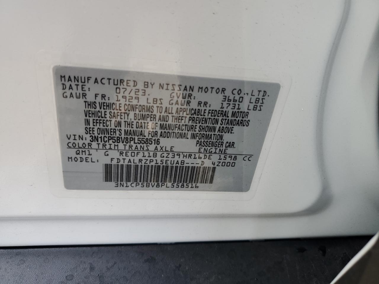 3N1CP5BV8PL558516 2023 Nissan Kicks S