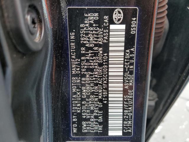 4T1BF1FK5CU091104 | 2012 Toyota camry base