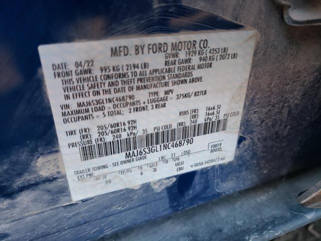 MAJ6S3GL1NC468790 | 2022 FORD ECOSPORT A