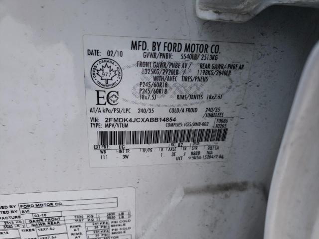 2FMDK4JCXABB14854 2010 Ford Edge Sel