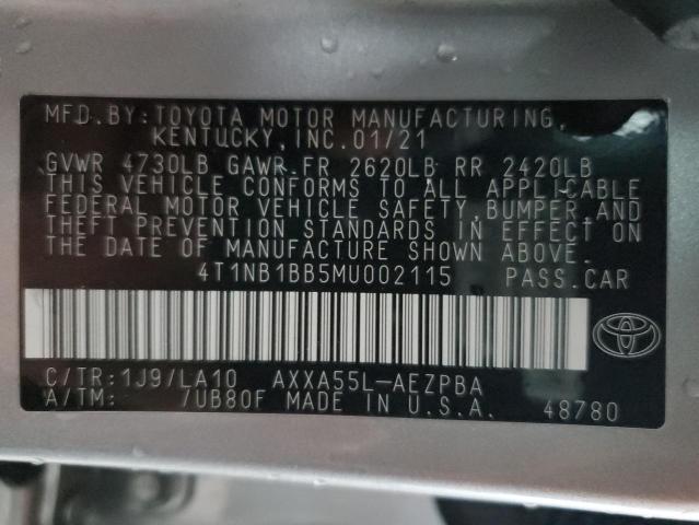 4T1NB1BB5MU002115 | 2021 TOYOTA AVALON LIM