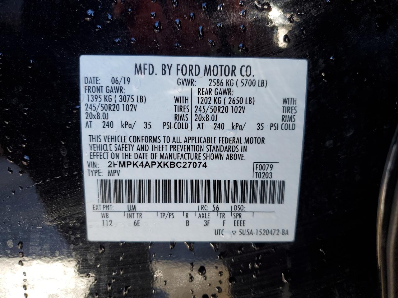 Lot #2807052841 2019 FORD EDGE ST