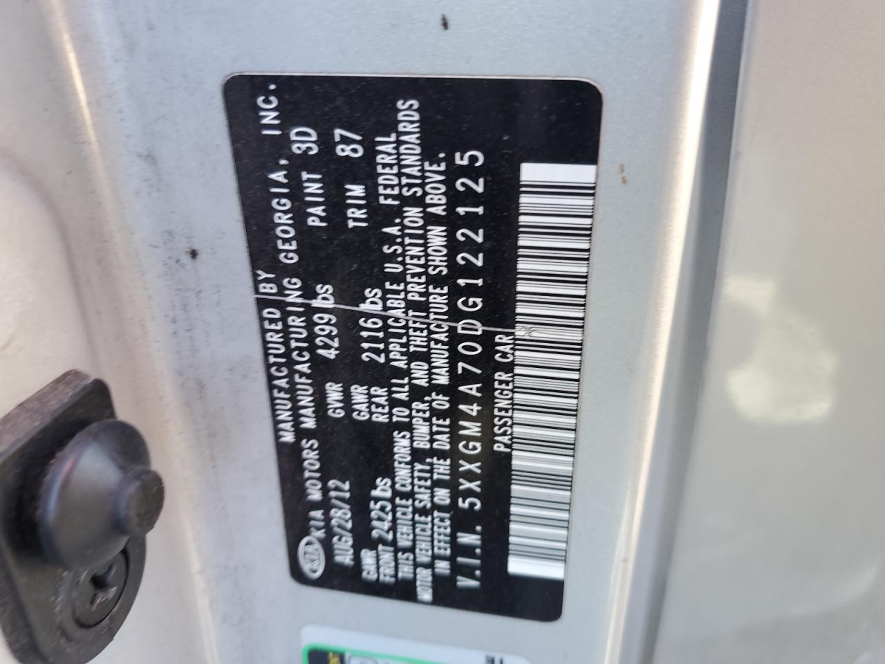 5XXGM4A70DG122125 2013 Kia Optima Lx