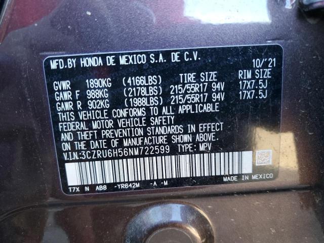 3CZRU6H56NM722599 | 2022 HONDA HR-V EX