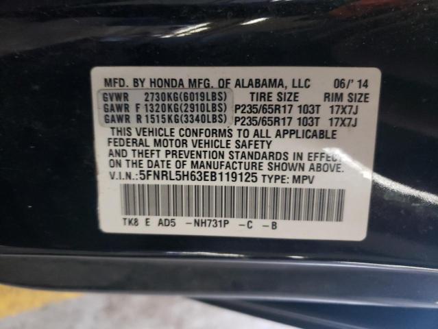 5FNRL5H63EB119125 | 2014 HONDA ODYSSEY EX