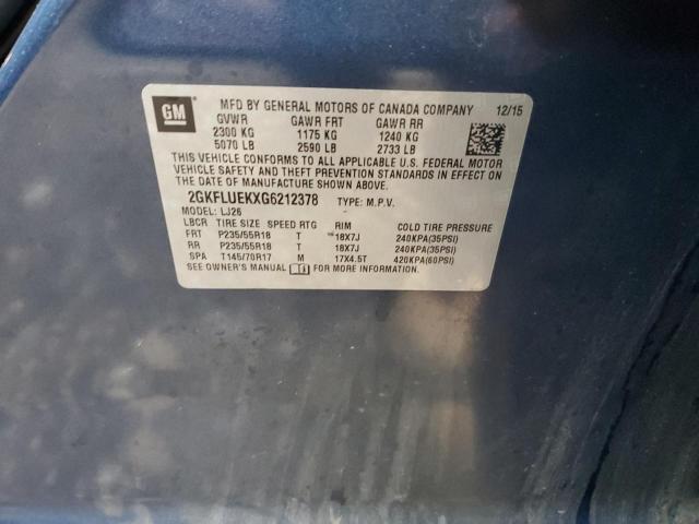 2016 GMC TERRAINSLT 2GKFLUEKXG6212378
