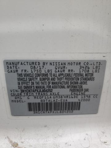 3N1CN7APXJL804252 | 2018 NISSAN VERSA S