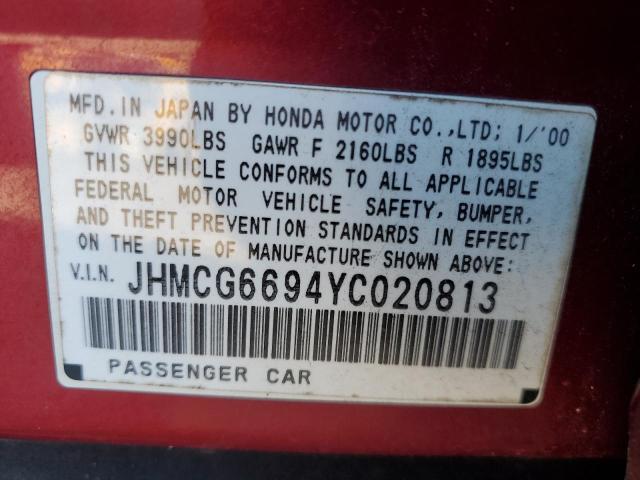 JHMCG6694YC020813 | 2000 Honda accord se