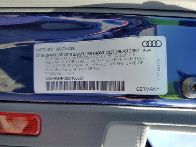 WAUHMAF40KA108507 2019 AUDI A4, photo no. 13