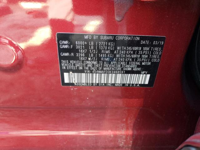 2019 Subaru Ascent Premium VIN: 4S4WMAFD3K3468591 Lot: 80461053
