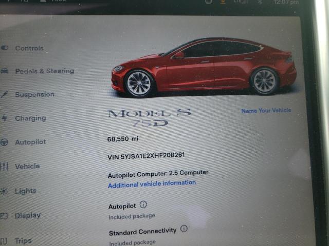 5YJSA1E2XHF208261 | 2017 TESLA MODEL S